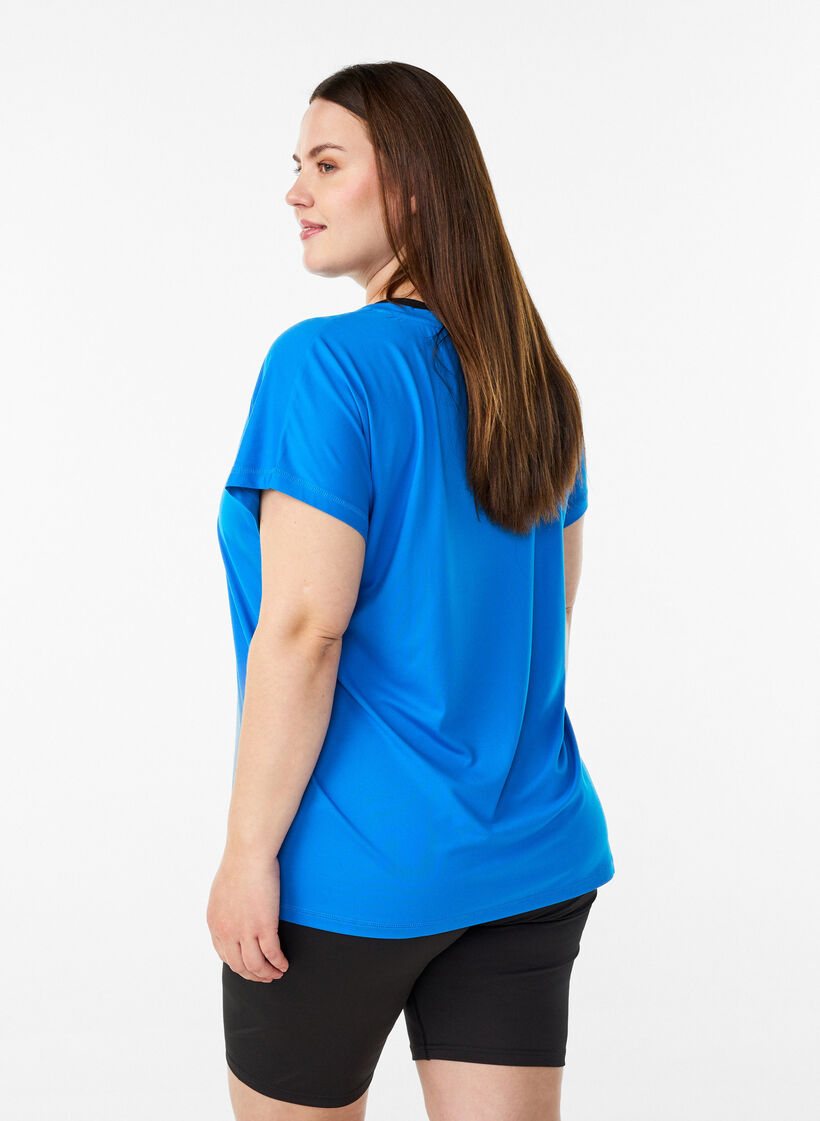 Loose training t-shirt with v-neck, Blue, Model image number 2