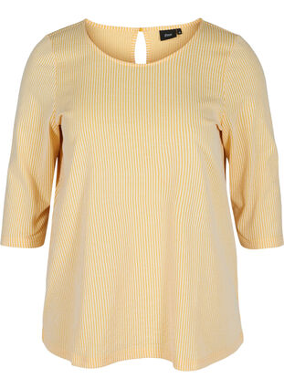Striped Blouse with 3/4 Sleeves, Mimosa, Packshot image number 0