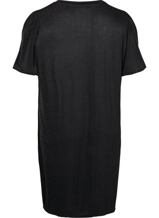 Glitter dress with short balloon sleeves, Black, Packshot image number 1