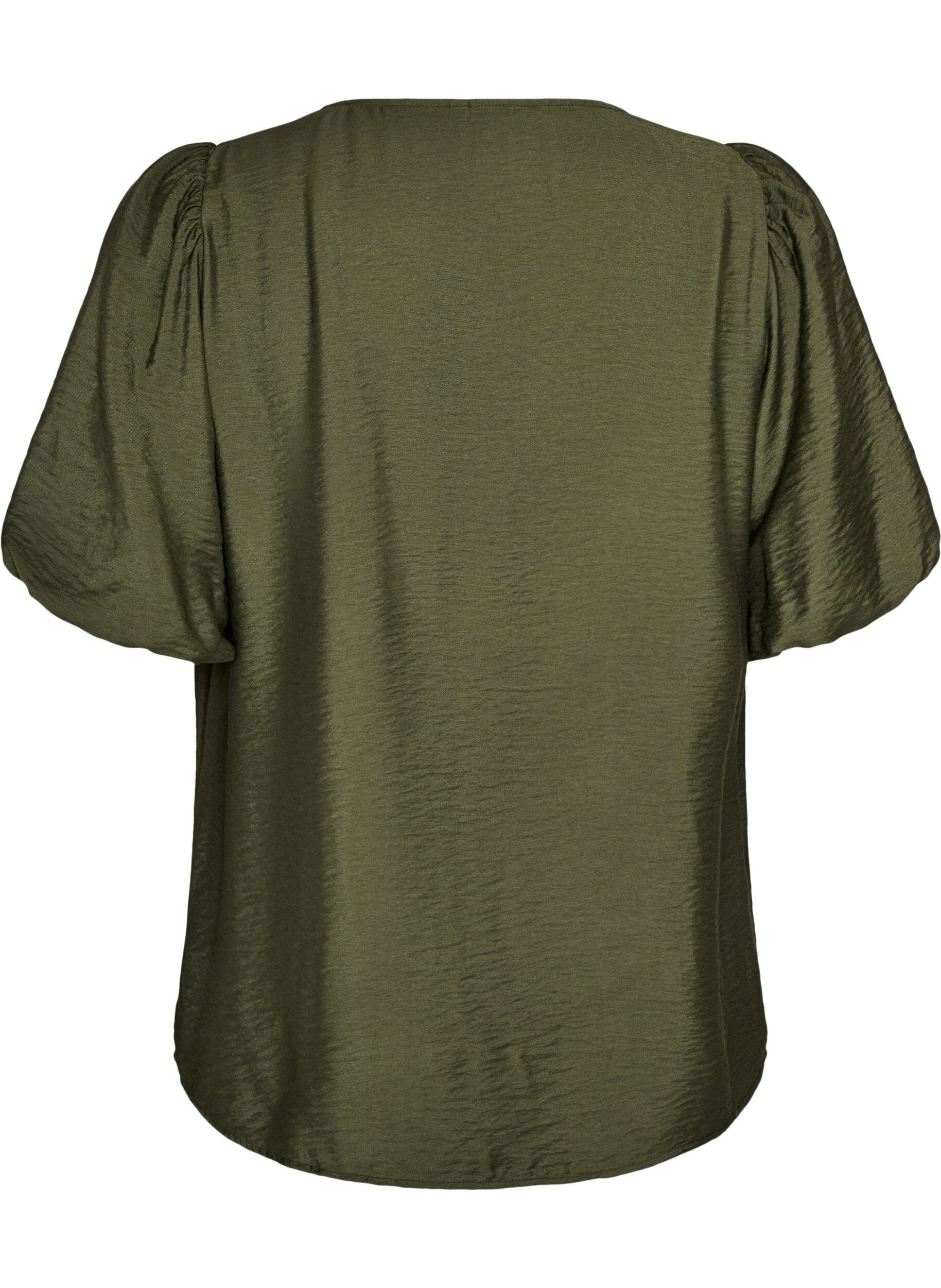 ZizzifashionBlouse with balloon sleeves and V-neck, Green, Packshot image number 1
