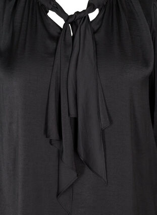 Long-sleeved blouse with a bow detail, Black, Packshot image number 2