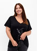 Cotton t-shirt with sequins, Black W. Face, Model image number 0