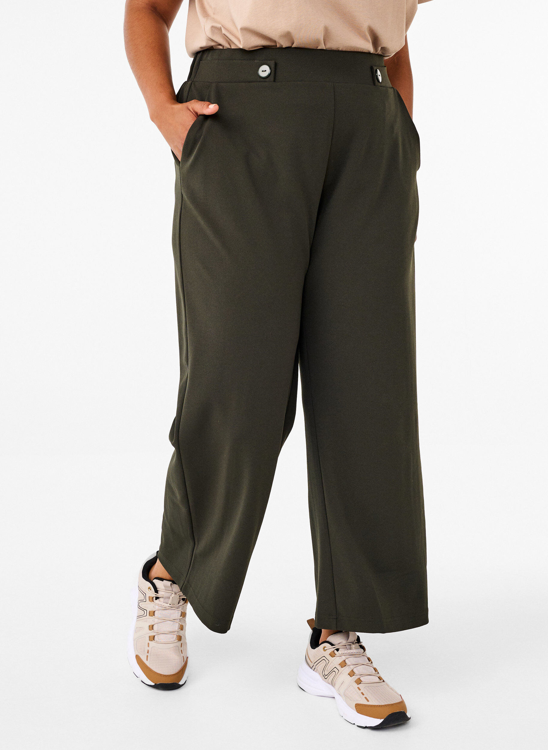 Zizzifashion Loose trousers with pockets, Green, Model image number 2