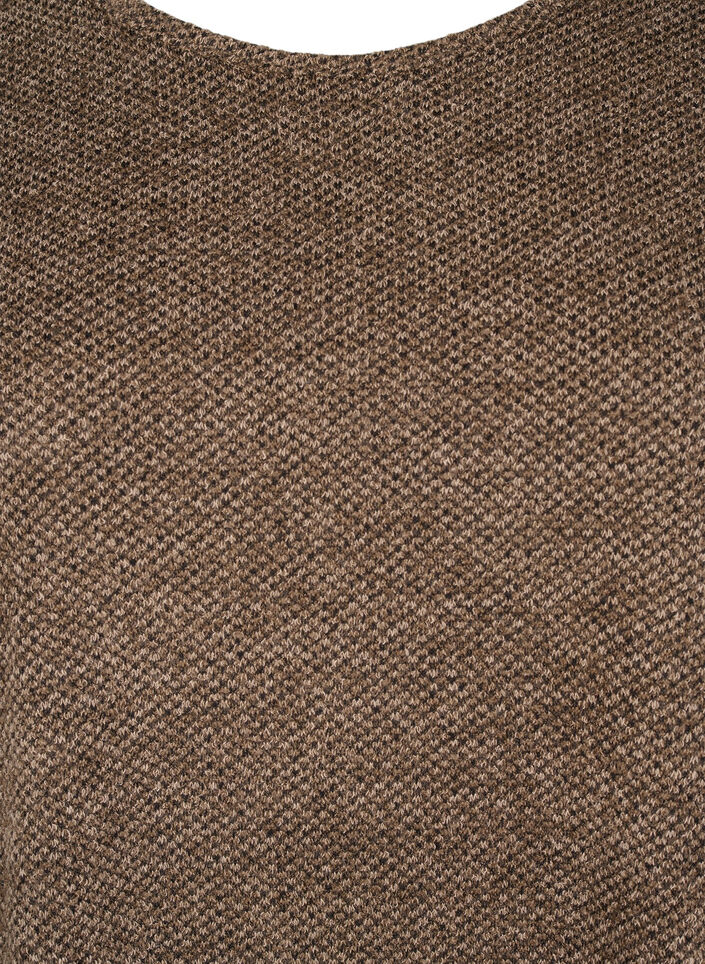 Melange blouse with round neck and long sleeves, Caribou, Packshot image number 2