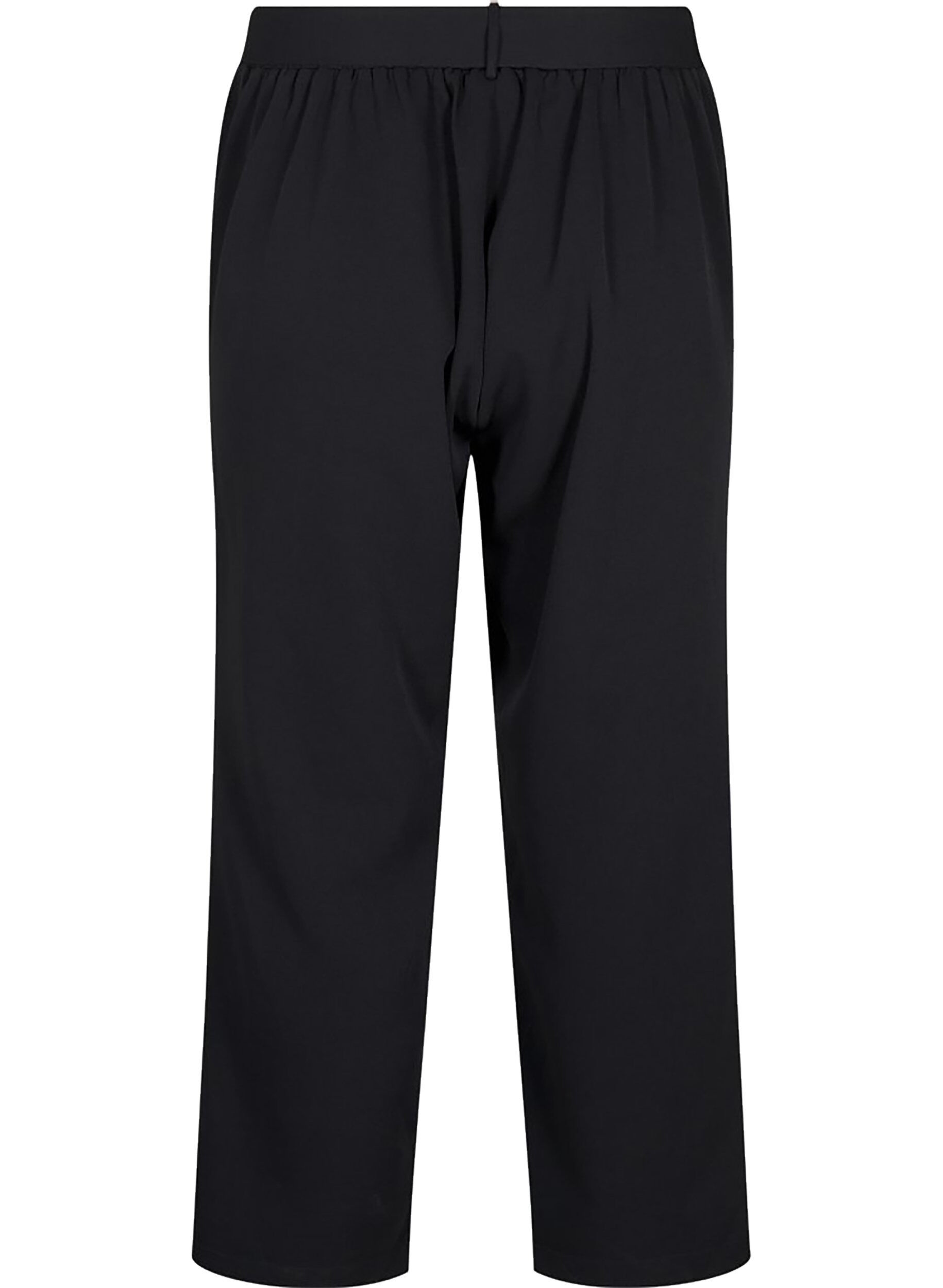 Zizzifashion Loose trousers with high waist and tie belt, Black, Packshot image number 1
