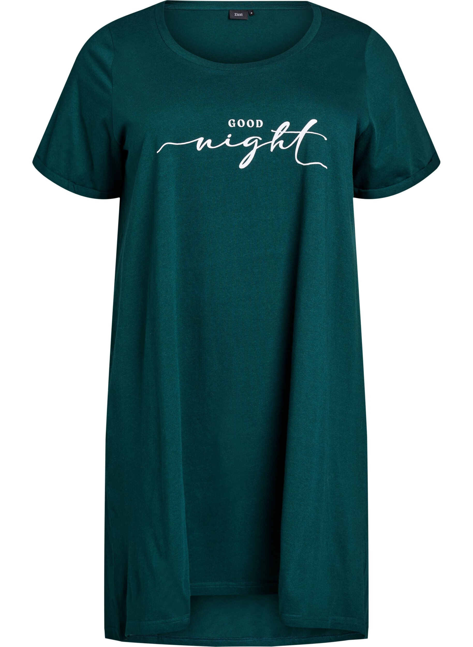 Zizzifashion Short-sleeved nightgown in organic cotton, Green, Packshot image number 0