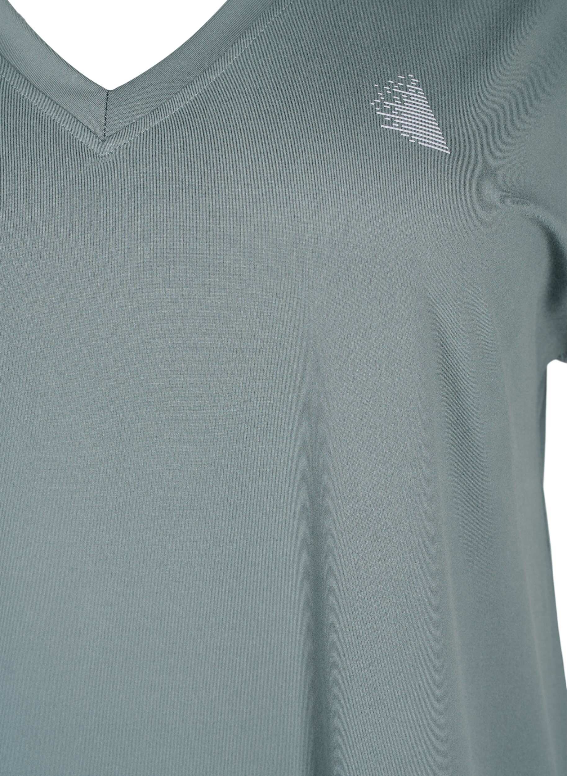 Zizzifashion Loose training t-shirt with v-neck, Balsam Green, Packshot image number 2