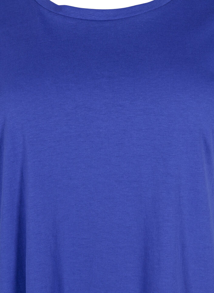 Short sleeved cotton blend t-shirt, Blue, Packshot image number 2