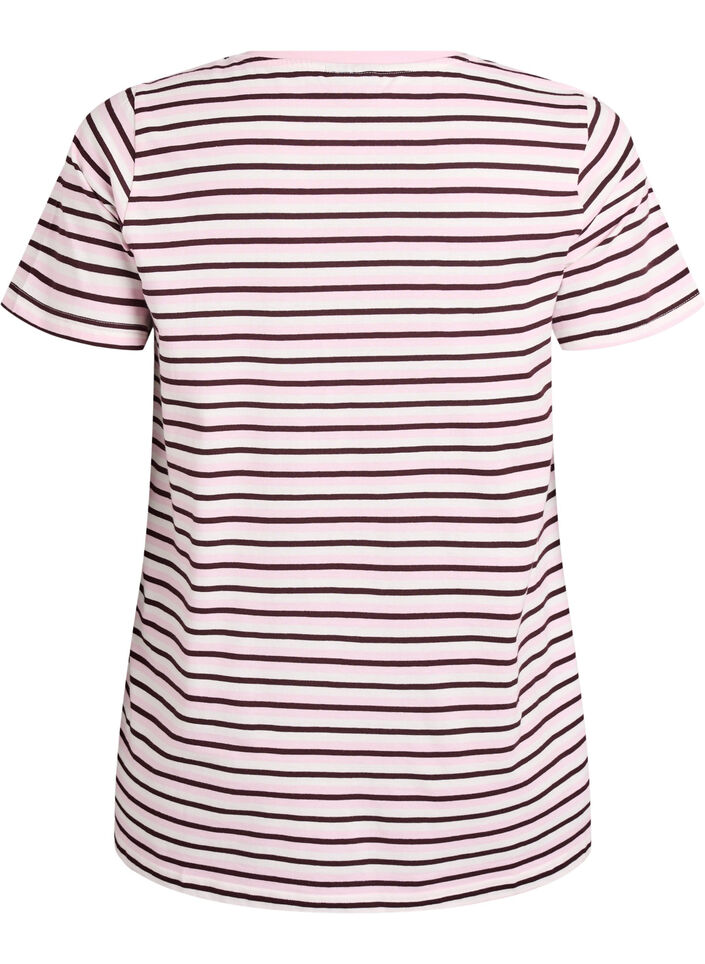 Cotton T-shirt with stripes, Rose, Packshot image number 1