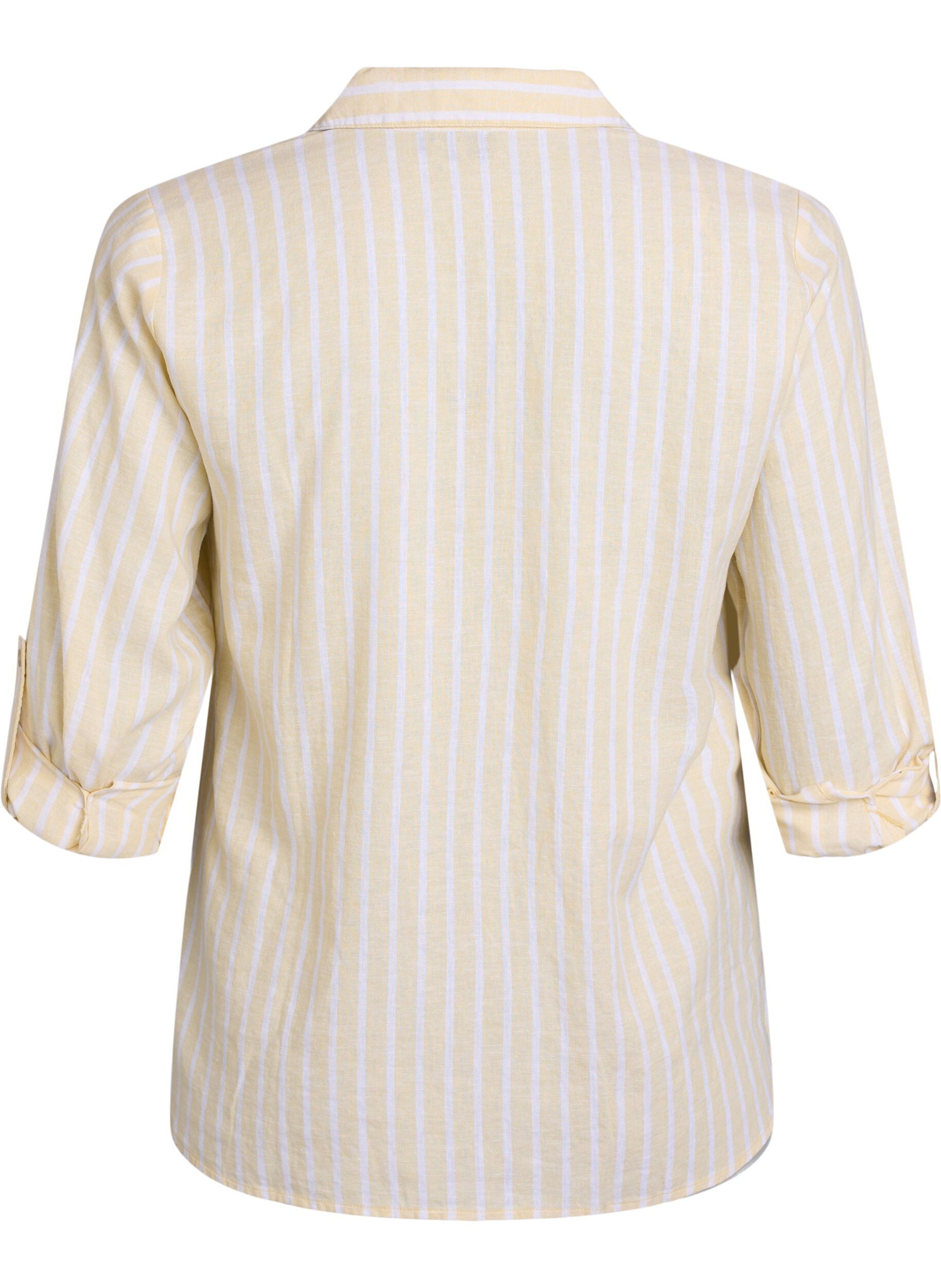 Zizzifashion Shirt in linen and viscose with 3/4 sleeves, Beige, Packshot image number 1
