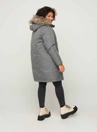Waterproof winter jacket with a hood, Medium Grey Melange, Model image number 1