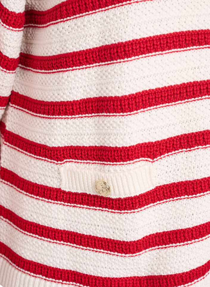 Cardigan with textured knit and decorative buttons, Red, Packshot image number 3