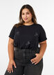Viscose T-shirt with rhinestones, Black, Model image number 0