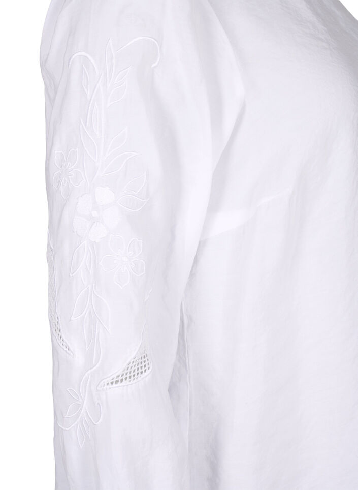 Blouse with TENCEL™ Modal with embroidery details, Bright White, Packshot image number 3