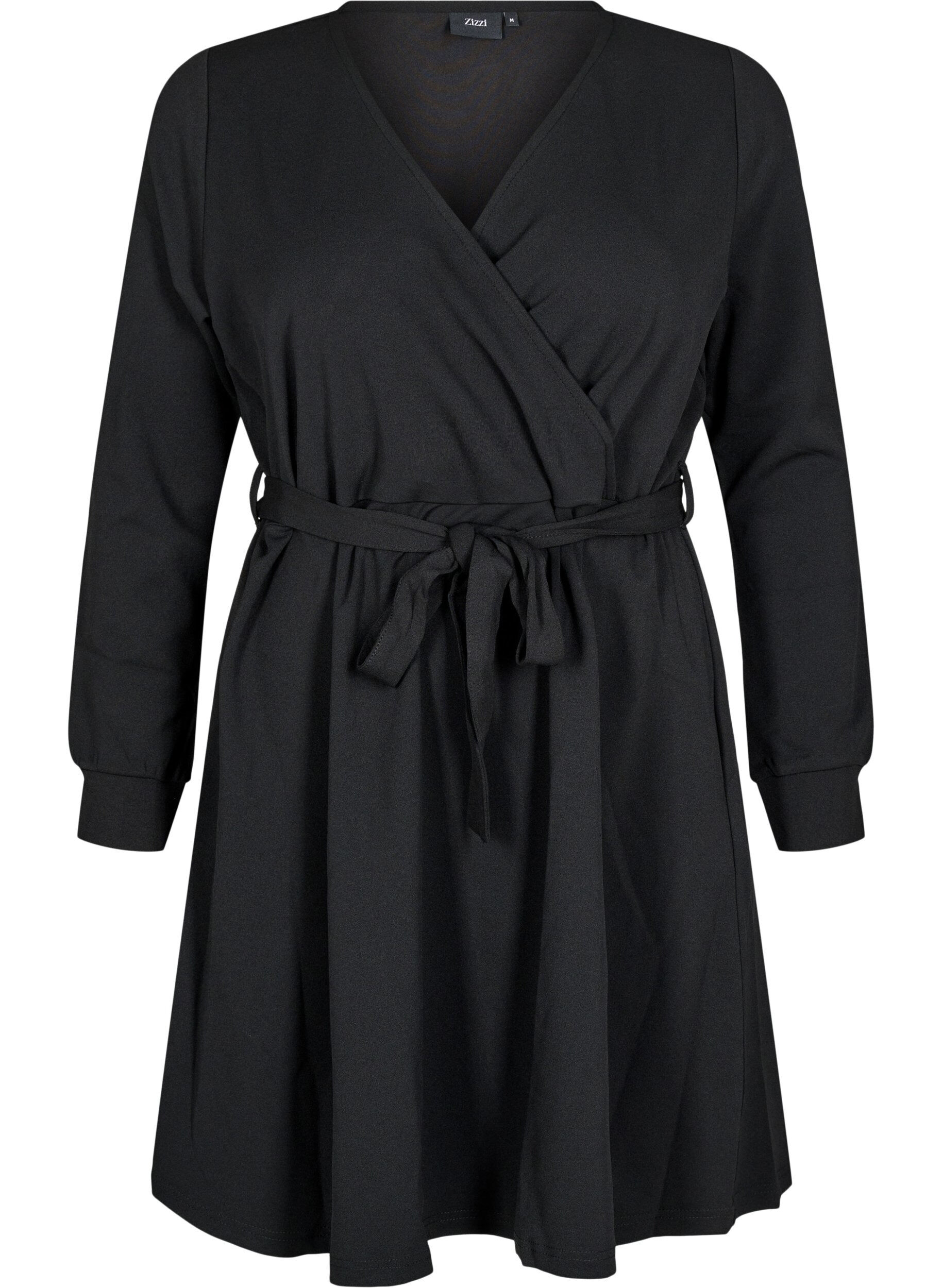 Zizzifashion Wrap dress with ties, Black, Packshot image number 0