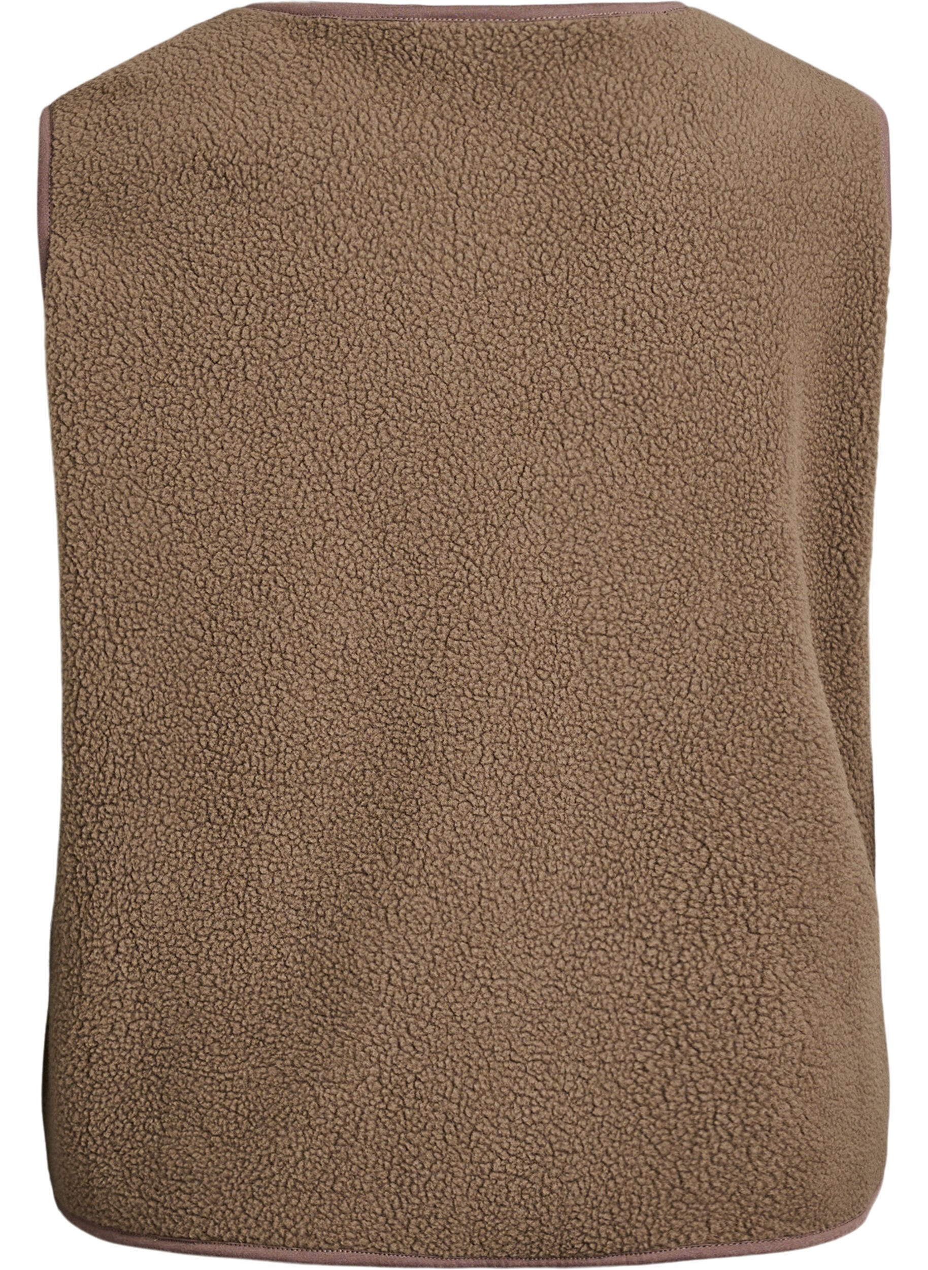 ZizzifashionTeddy gilet with buttons and pockets, Brown, Packshot image number 1