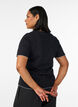 Cotton T-shirt with wavy contrasting edges, Black, Model image number 2