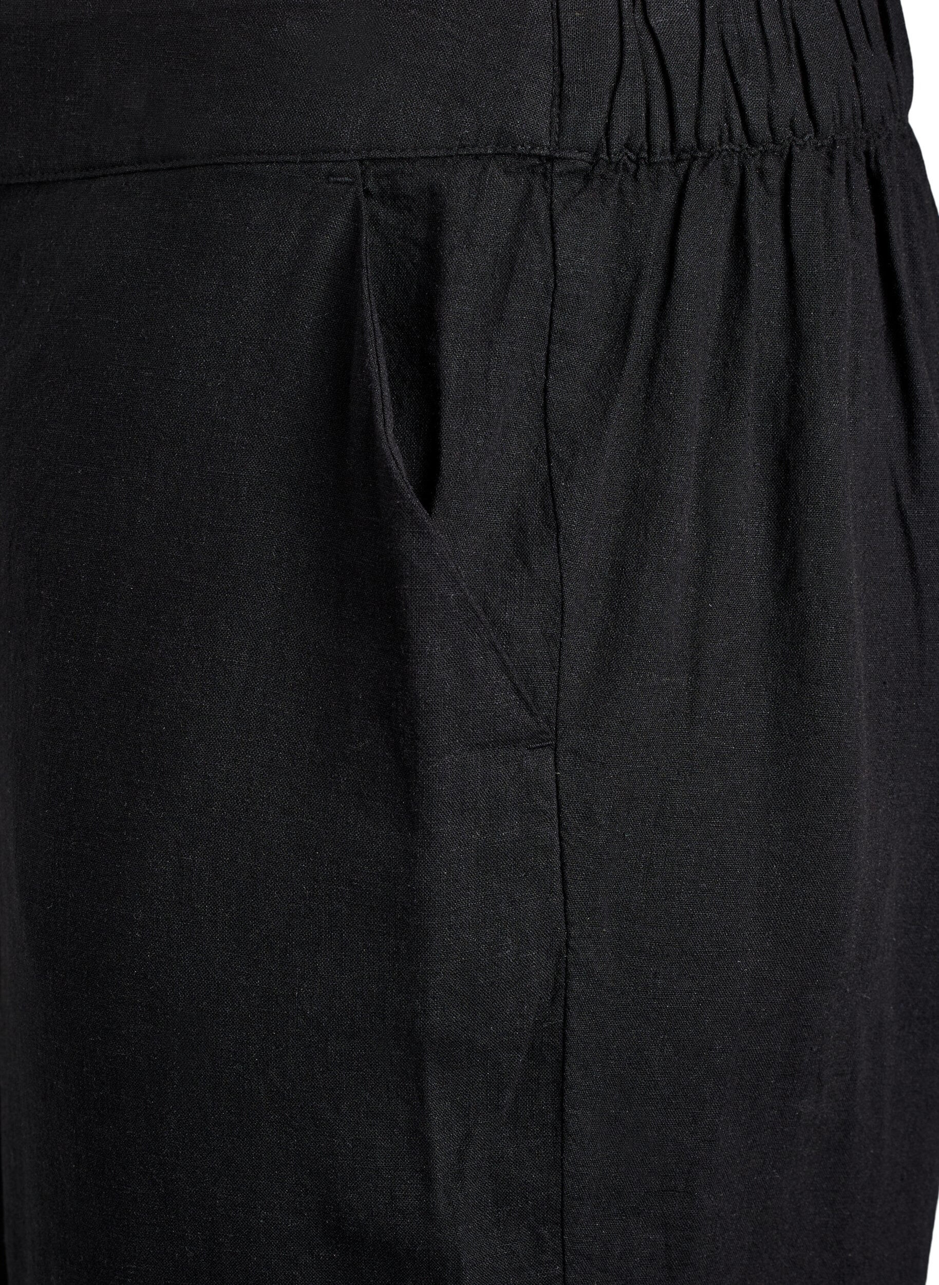 ZizzifashionLoose trousers in linen and viscose, Black, Packshot image number 2