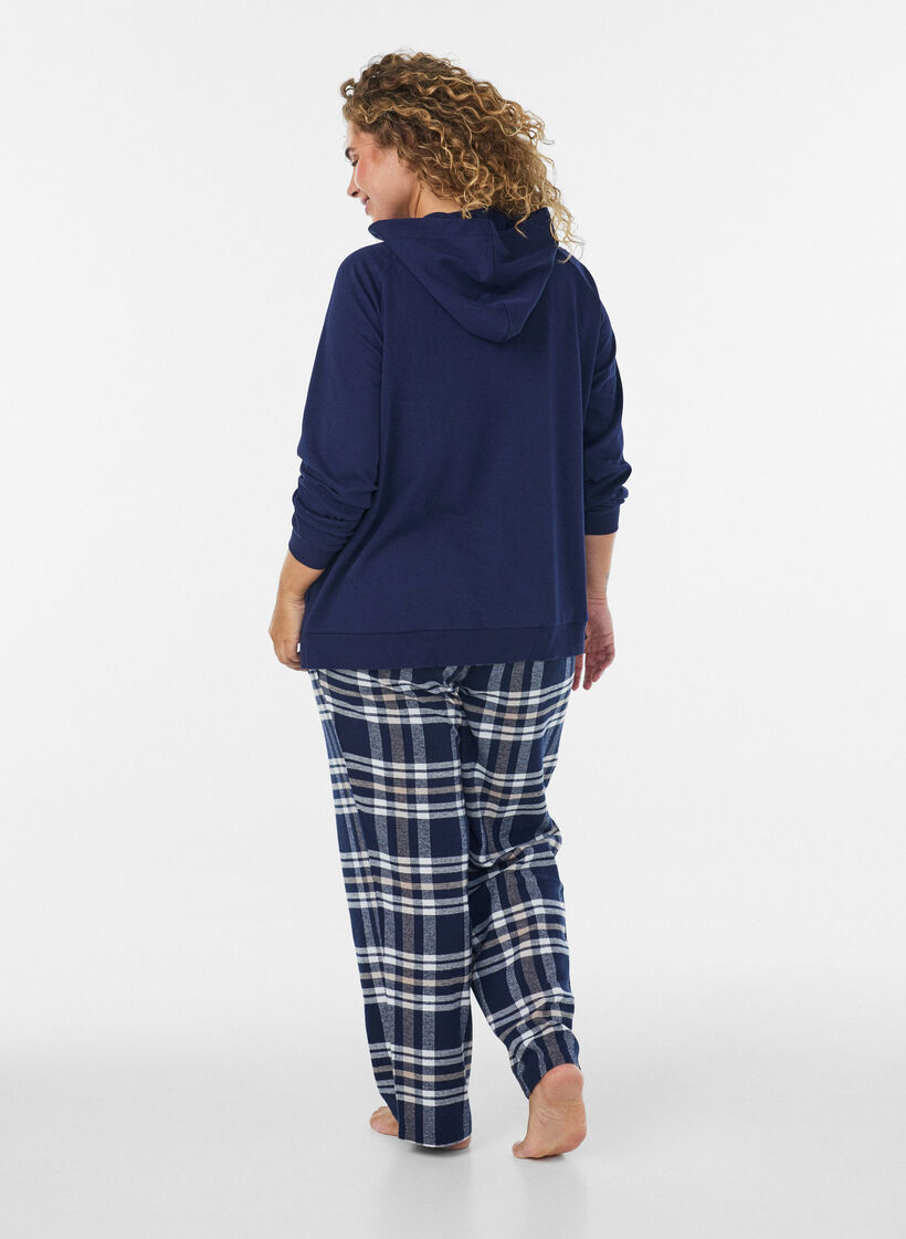 Hooded sweat cardigan with pockets, Blue, Model image number 2