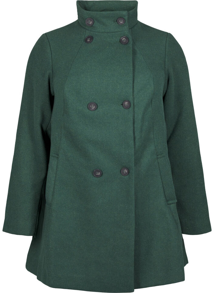Short A-line coat, Trekking Green Mel., Packshot image number 0