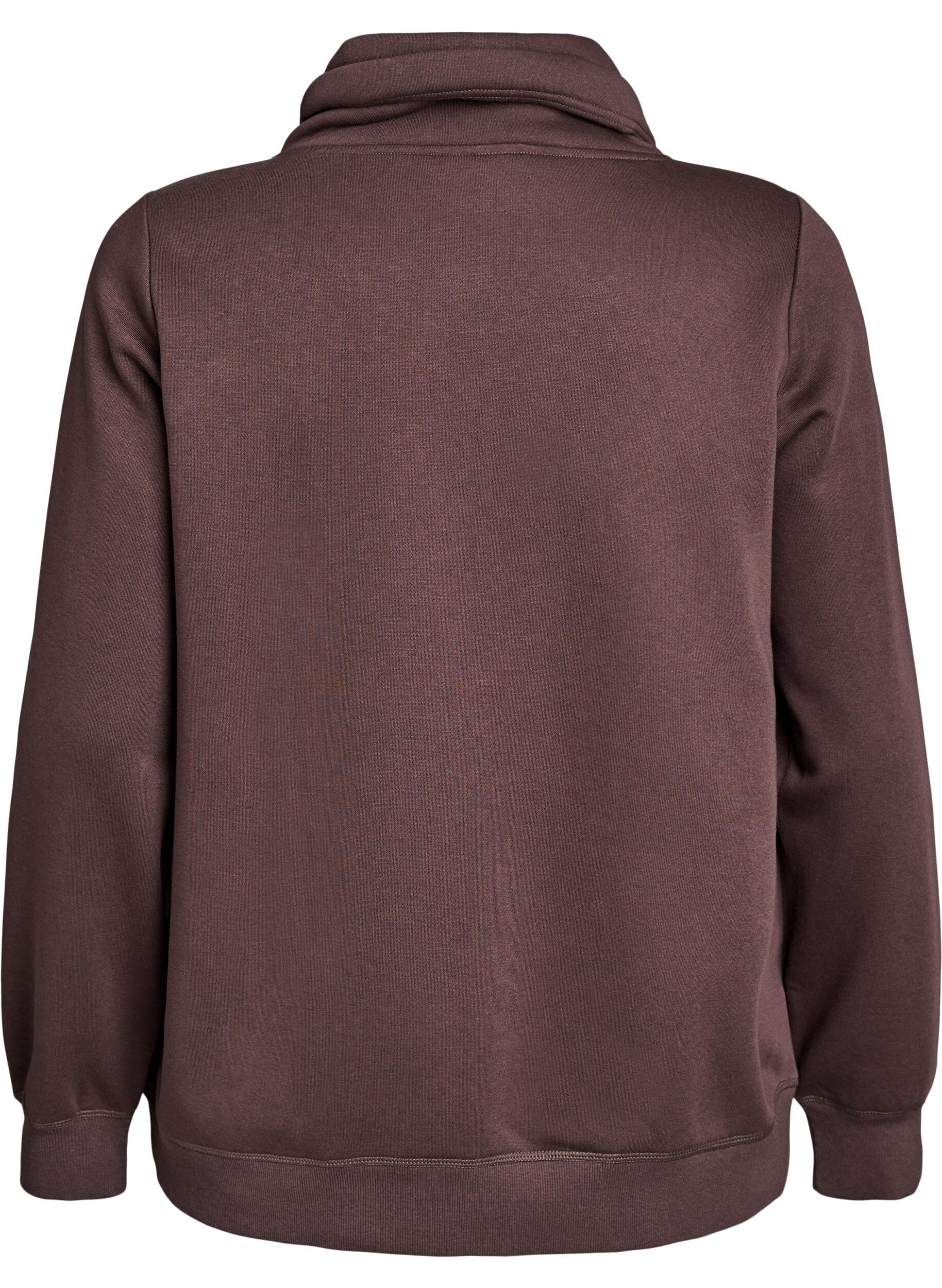 Zizzifashion Sweatshirt with high collar and pockets, Brown, Packshot image number 1