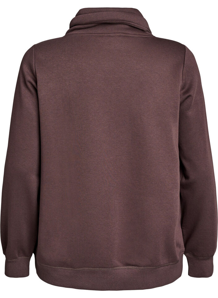 Sweatshirt with high collar and pockets, Brown, Packshot image number 1