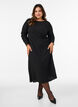 Midi dress with a wavy texture and long sleeves, Black, Model image number 1