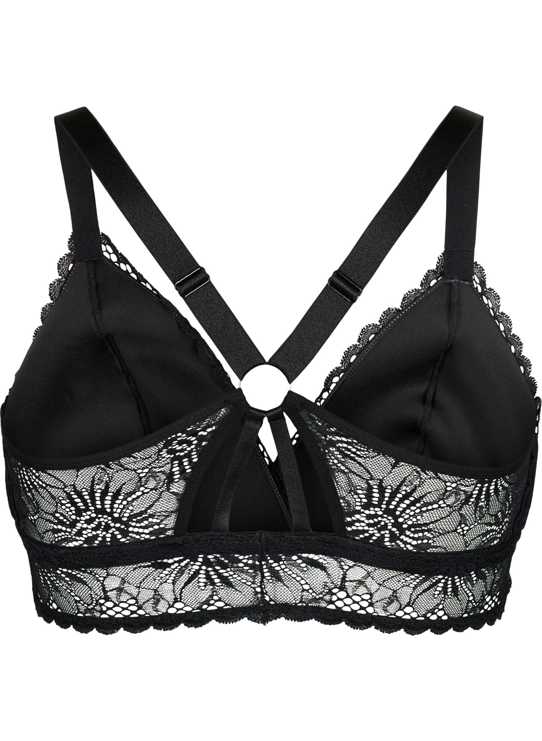 Zizzifashion Lace bralette with back detail, Black, Packshot image number 1