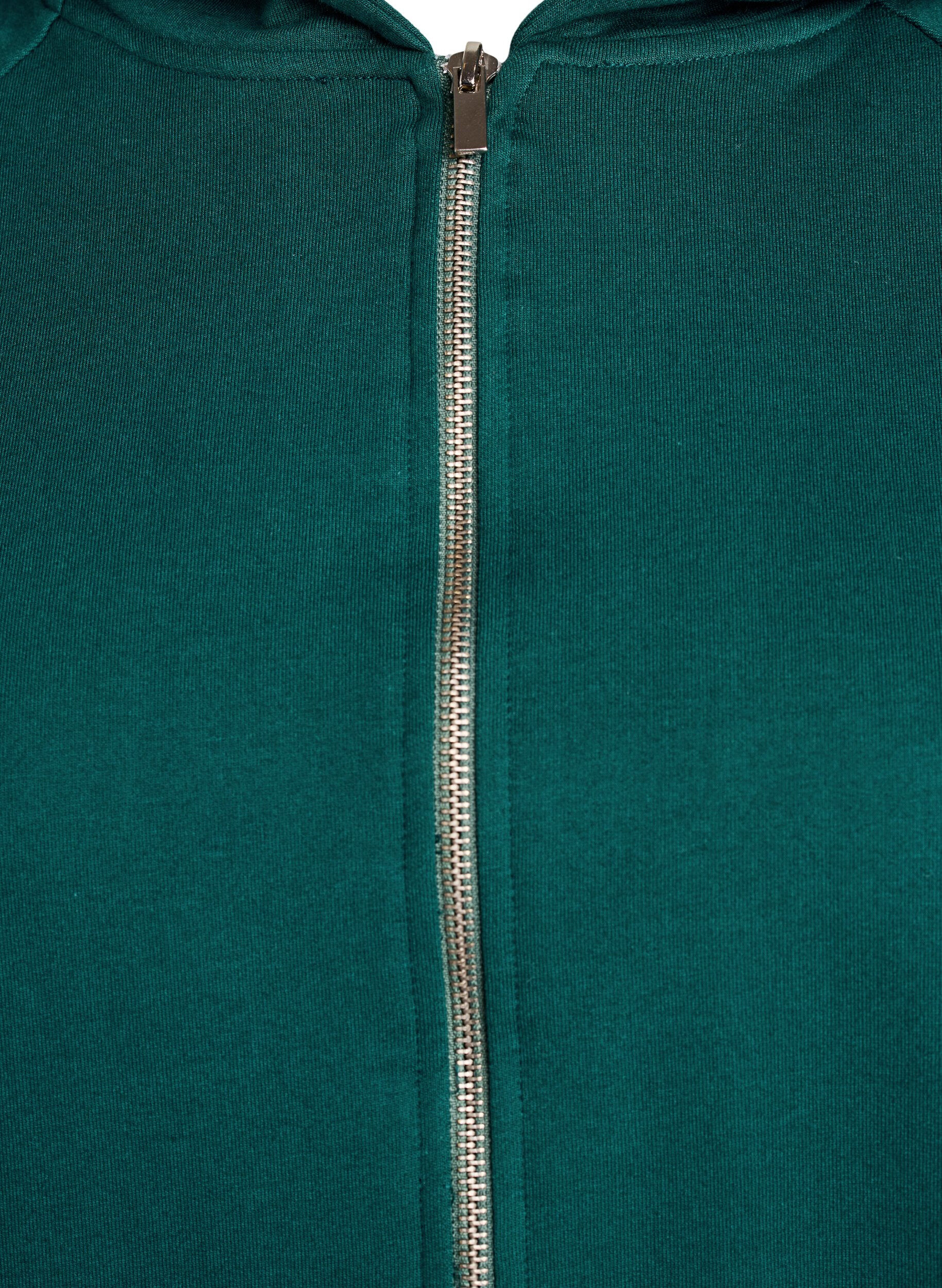 Zizzifashion Hoodie with zipper and back print, Green, Packshot image number 2