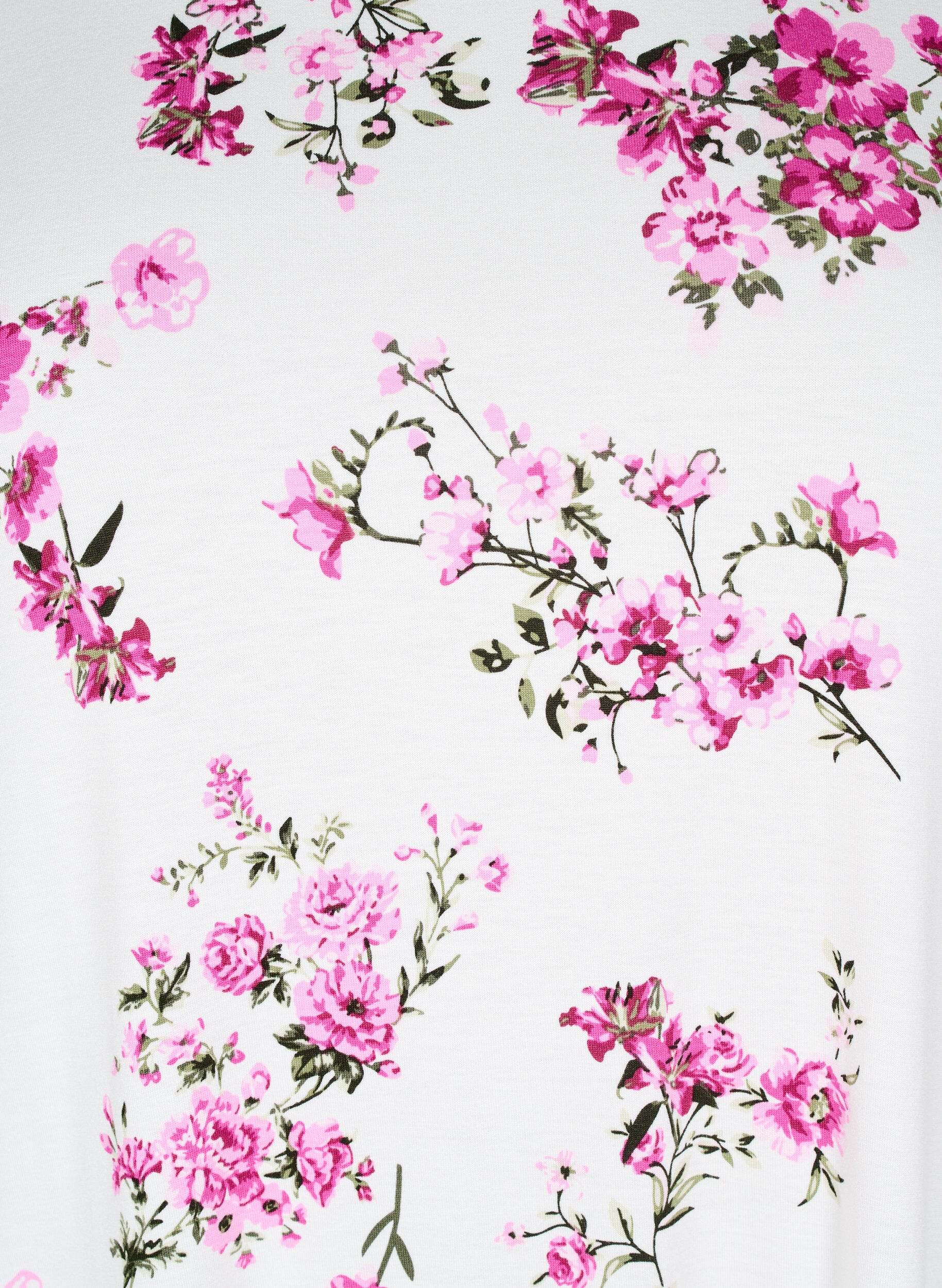 Zizzifashion T-shirt with floral print, Pink, Packshot image number 2