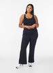 Flare jersey trousers with slits and high waist, Black, Model image number 1