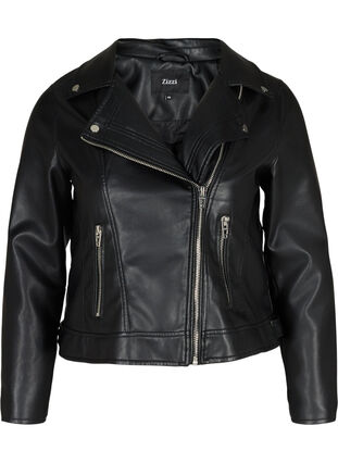 Short jacket in faux leather, Black, Packshot image number 0