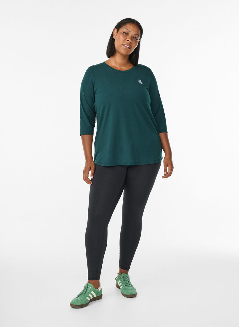 Workout top with 3/4 sleeves, Green, Model image number 1