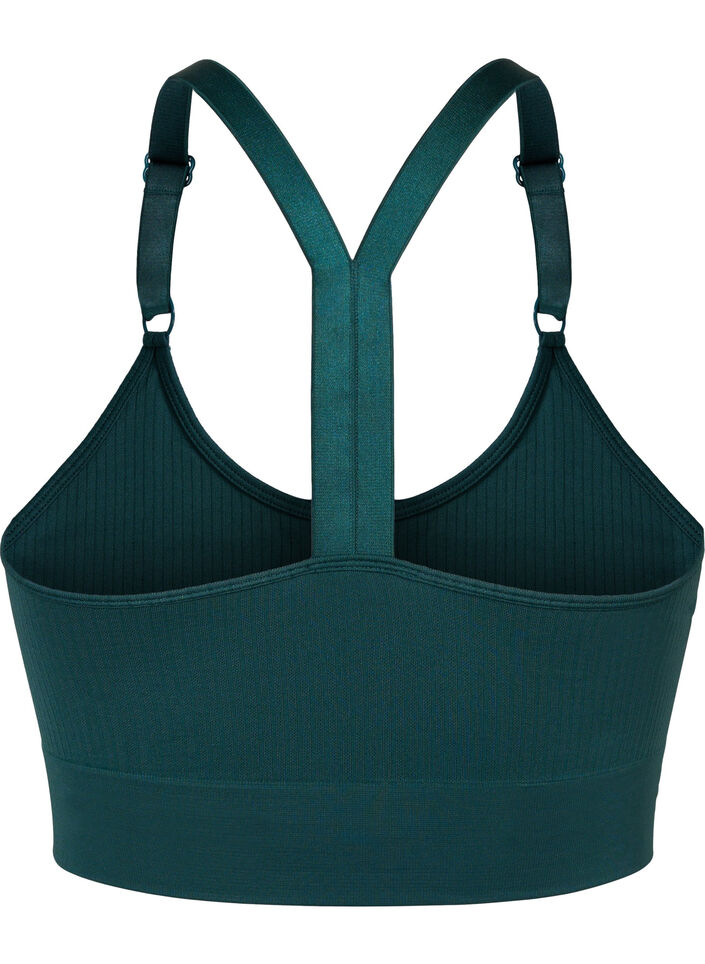 Seamless sports bra in ribbed material, Pine Grove, Packshot image number 1