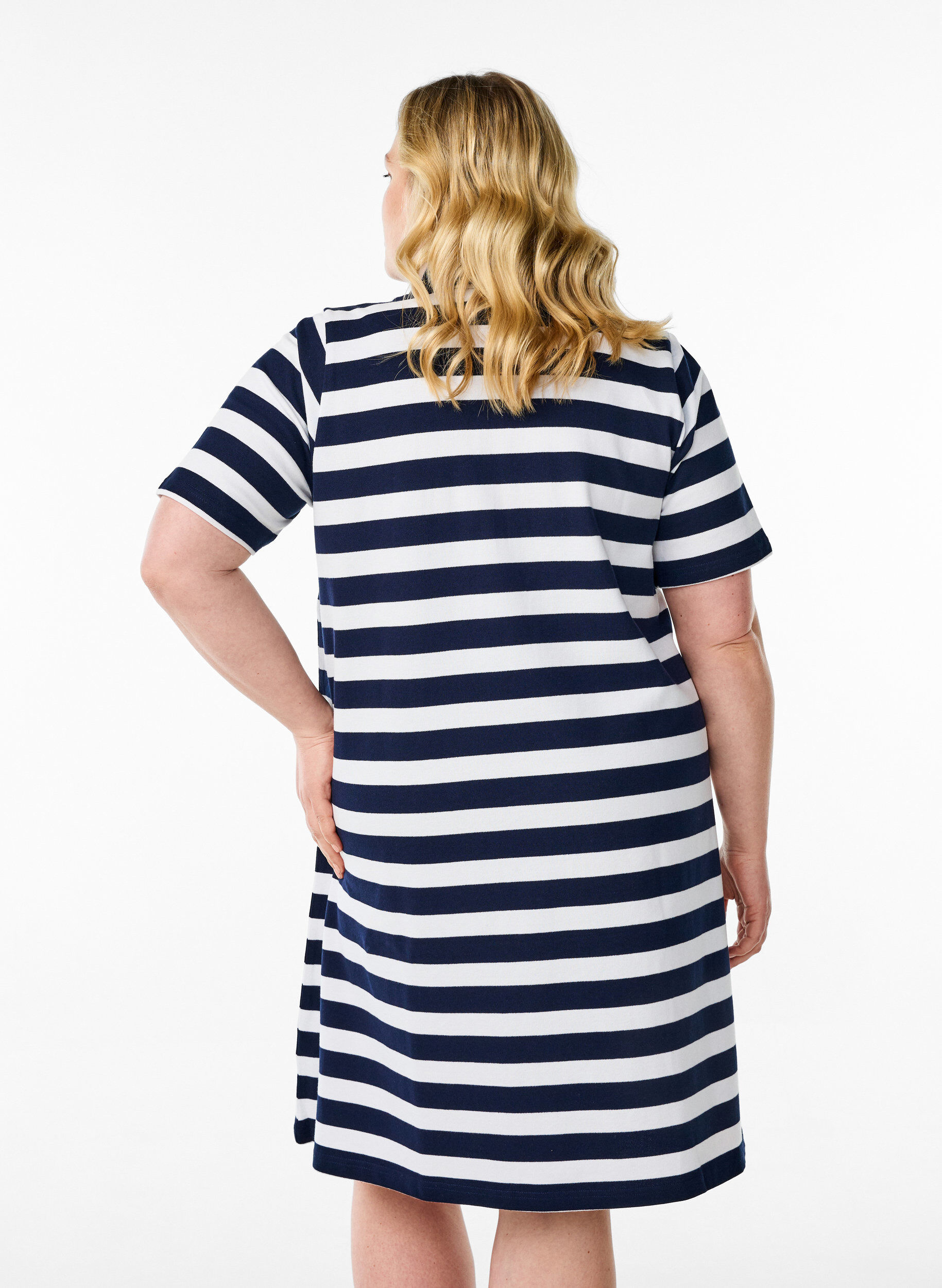 Zizzifashion Short A-line polo dress, Blue, Model image number 2