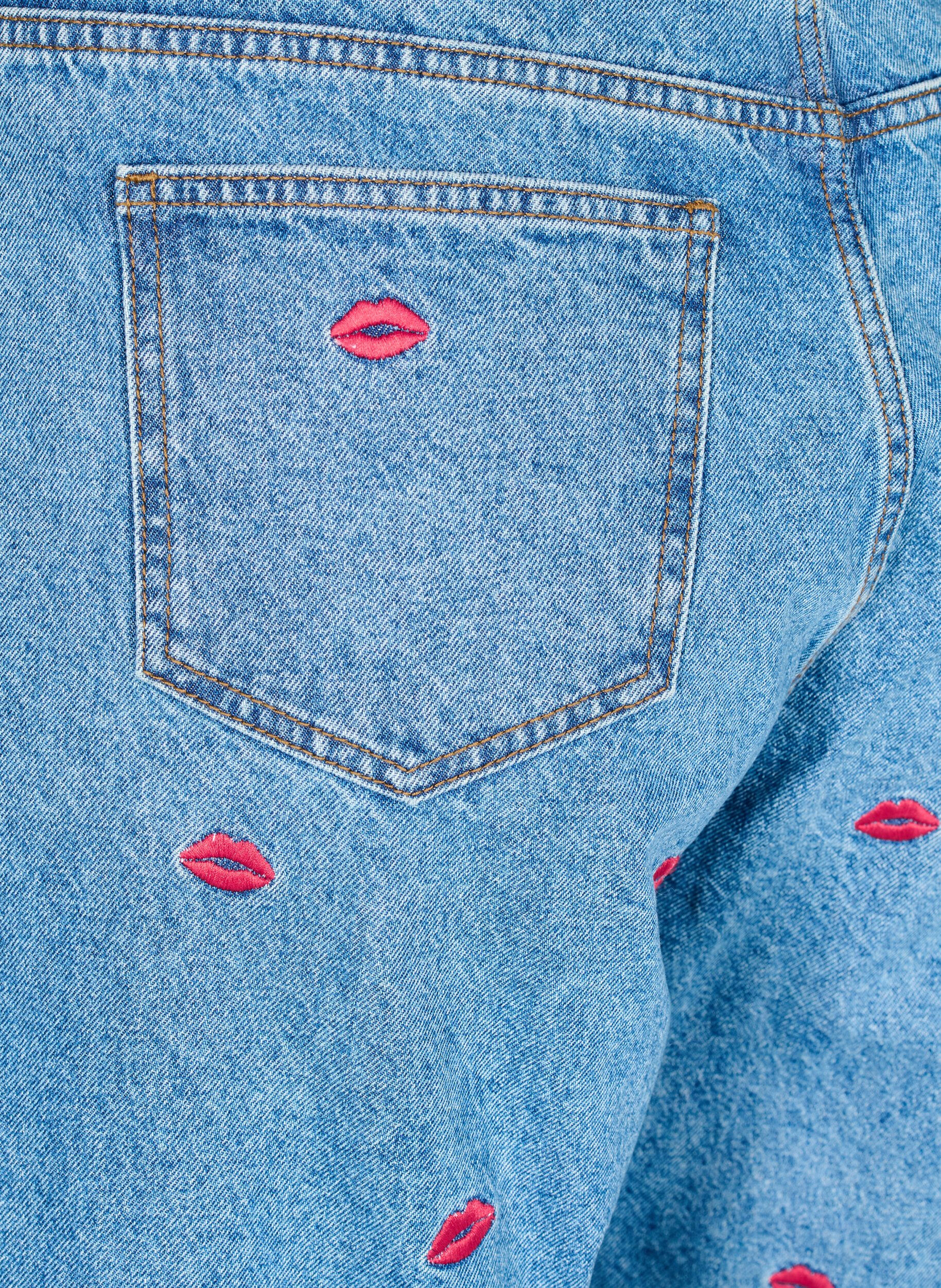 Zizzifashion High-waisted Gemma jeans with lips, Blue, Packshot image number 3