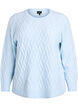 Knit blouse with cable pattern and round neck, Light Blue, Packshot image number 0