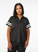 Sporty polo shirt with stripe details, Black, Model image number 0