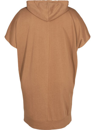Short-sleeved sweater dress with a hood, Raw Umber, Packshot image number 1