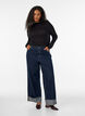 High-neck blouse in viscose jersey, Black, Model image number 1