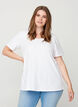 Basic t-shirt with v-neck, White, Model image number 0