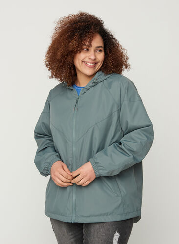 Short jacket with a zip and hood, Balsam Green, Model image number 0