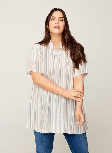 Short-sleeved striped tunic, Striped As ss, Model image number 0