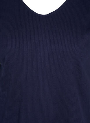 Short-sleeved cotton dress in rib knit, Navy Blazer, Packshot image number 2
