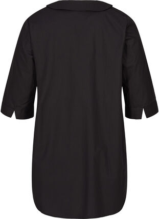 Cotton tunic with large collar, Black, Packshot image number 1