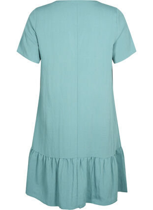 Short-sleeved viscose dress with v-neckline, Sea Pine, Packshot image number 1