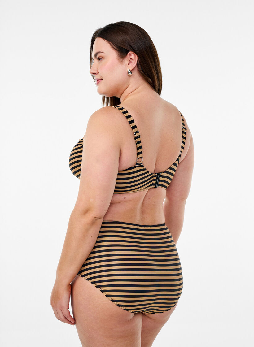 Bikini top with underwire and pattern, Brown, Model image number 2
