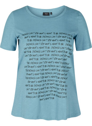 T-shirt with print made of organic cotton, Blue Heaven Melange, Packshot image number 0