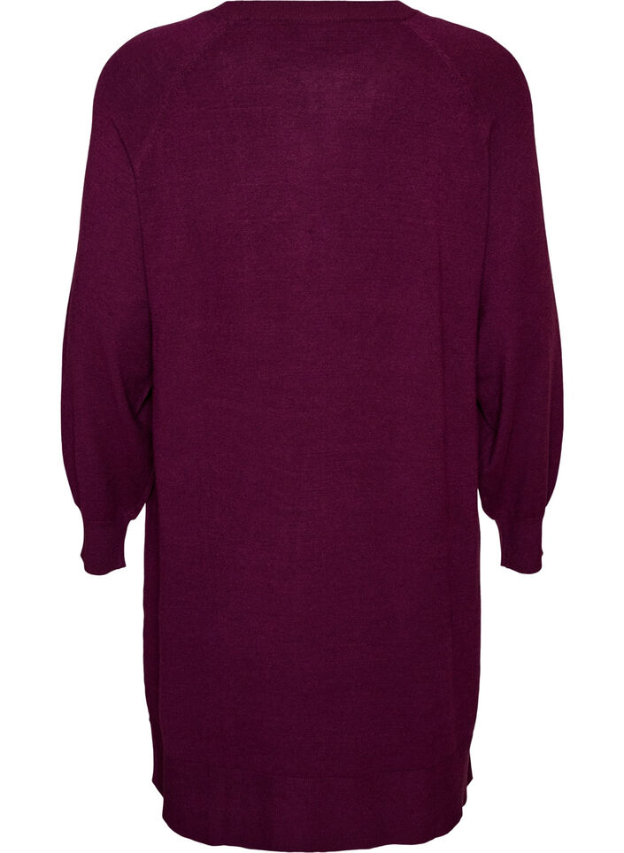 Short knitted dress with raglan sleeves and a centre seam, Red, Packshot image number 1