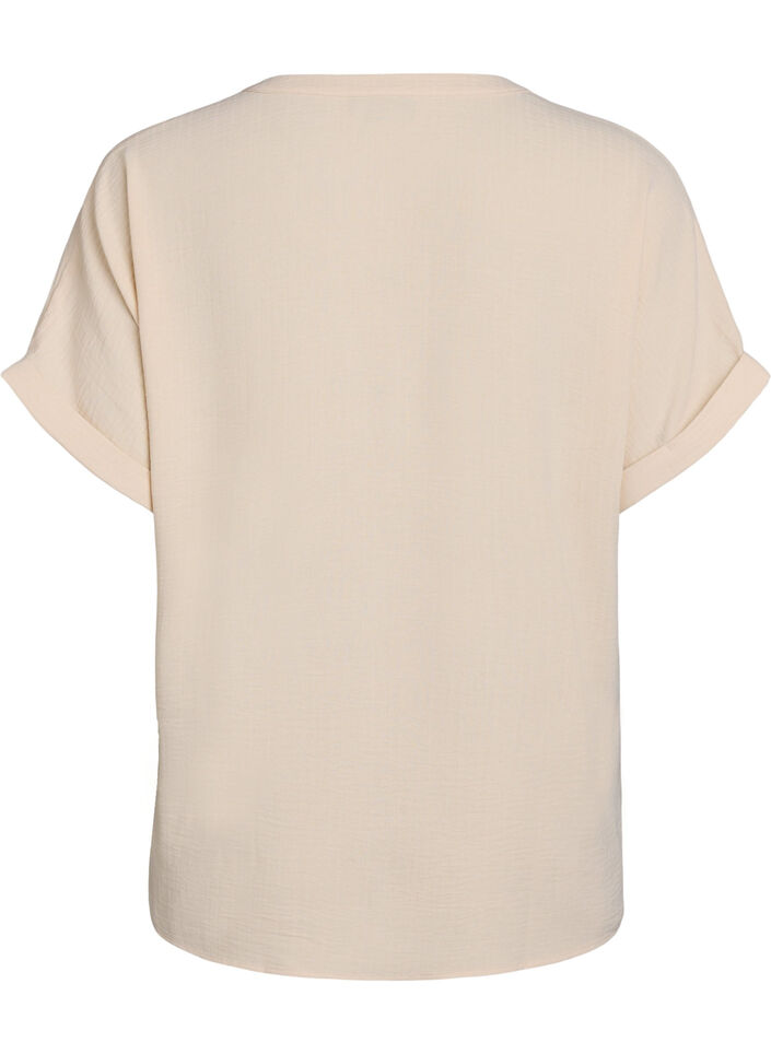 Loose blouse with short sleeves, Beige, Packshot image number 1